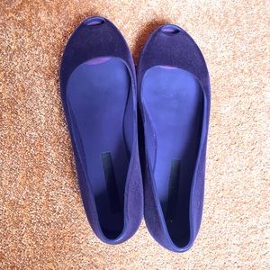 Melissa peep toe velour flats